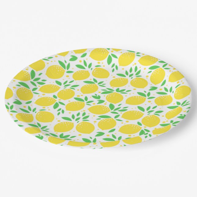 Yellow Lemons Paper Plates (Angled)