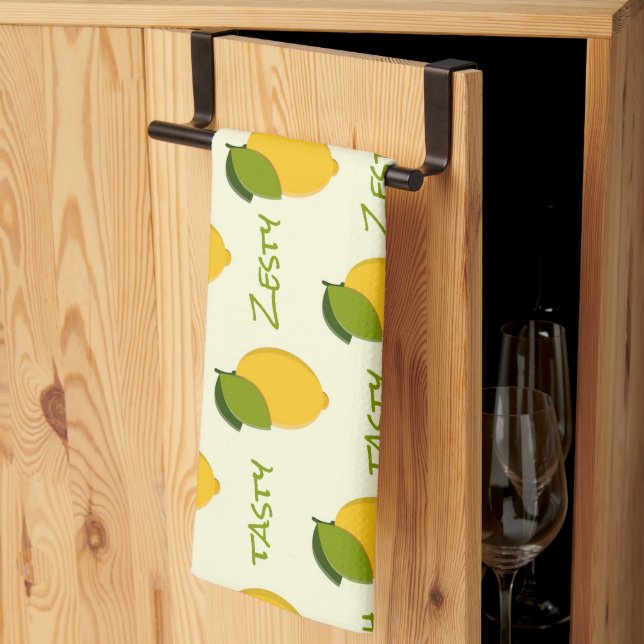 Yellow Lemons Pattern Fresh Zesty Tasty Lemony Tea Towel (Thirds Fold)