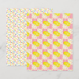 Yellow Lemons Pink Stripes Scrapbook Paper