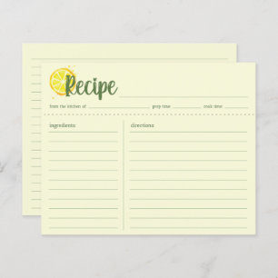 Yellow Lemons Recipe Card, Housewarming New Home