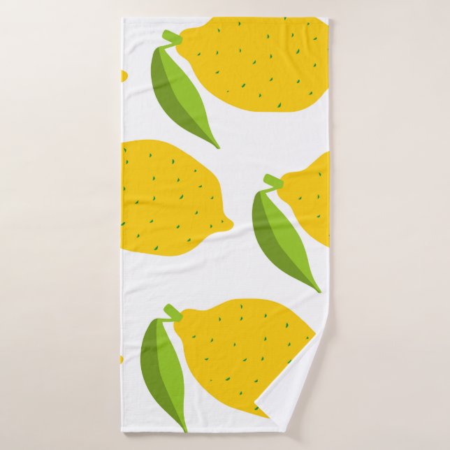 Yellow lemons, seamless artistic pattern. bath towel (Bath Towel)