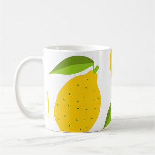 Yellow lemons, seamless artistic pattern. coffee mug