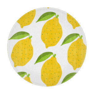 Yellow lemons, seamless artistic pattern. cutting board