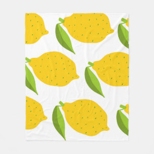 Yellow lemons, seamless artistic pattern. fleece blanket