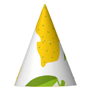 Yellow lemons, seamless artistic pattern. party hat