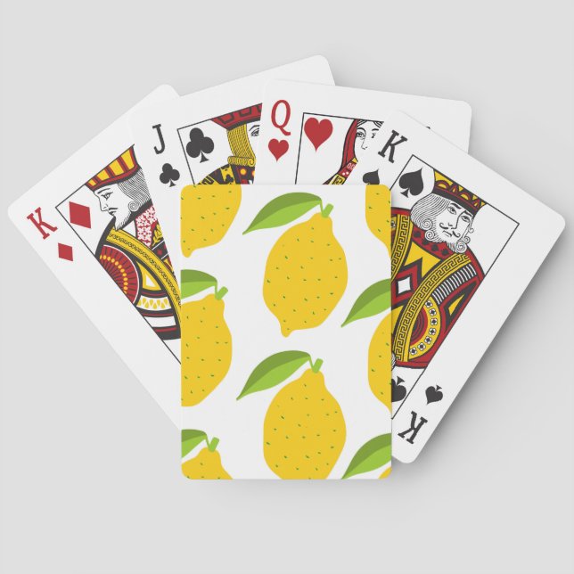 Yellow lemons, seamless artistic pattern. playing cards (Back)