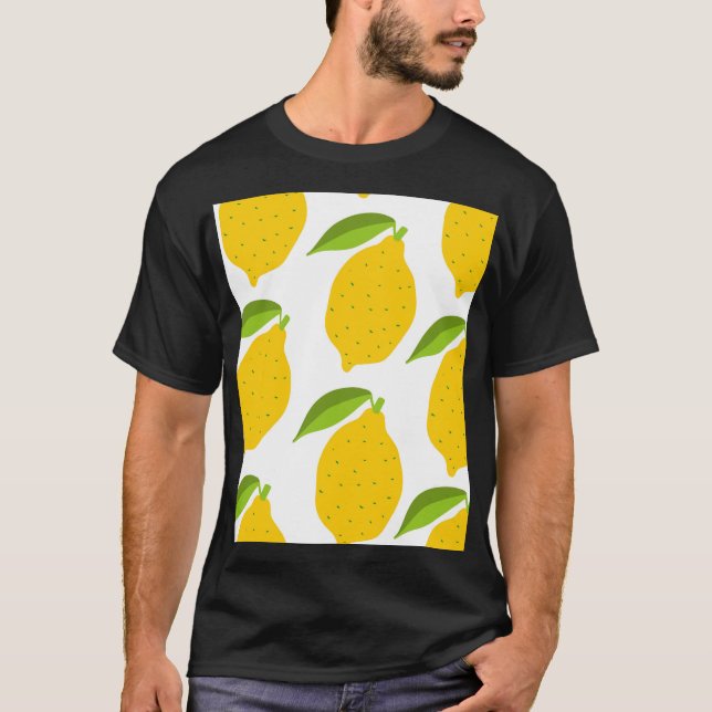 Yellow lemons, seamless artistic pattern. T-Shirt (Front)