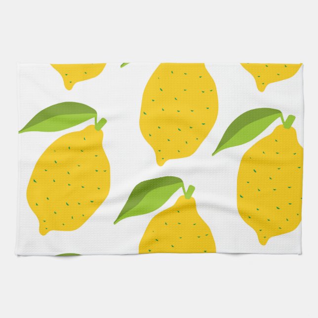 Yellow lemons, seamless artistic pattern. tea towel (Horizontal)