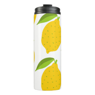 Yellow lemons, seamless artistic pattern. thermal tumbler