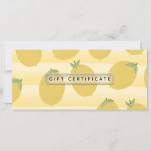 Yellow Lemons Summer Fruit Bright Gift Certificate