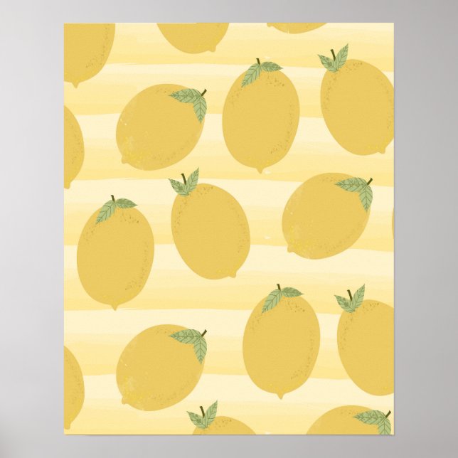 Yellow Lemons Summer Fruit Bright Whimsical Rustic Poster (Front)