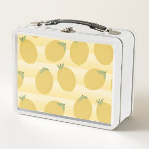 Yellow Lemons Summer Fruit Watercolor Fun Bright Metal Lunch Box