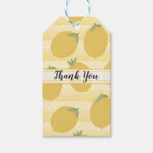 Yellow Lemons Summer Fruit Watercolor Stripe Favou Gift Tags