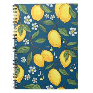 Yellow Lemons: Tropical Fruit Pattern. Notebook