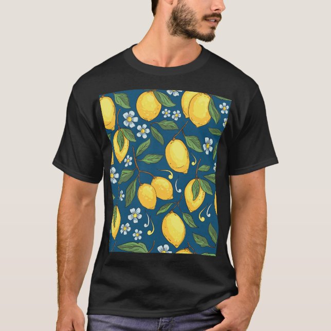 Yellow Lemons: Tropical Fruit Pattern. T-Shirt (Front)