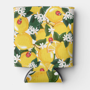 Yellow Lemons Tropical Vintage Design. Can Cooler