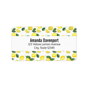 Yellow Lemons Watercolor Fruit Pattern Label
