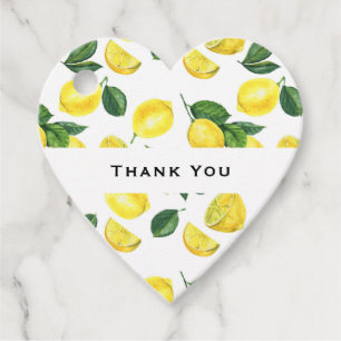 Yellow Lemons Watercolor Fruit Pattern Thank You Favour Tags