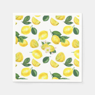 Yellow Lemons Watercolor Pattern Napkin