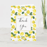 Yellow Lemons Watercolor Pattern Thank You