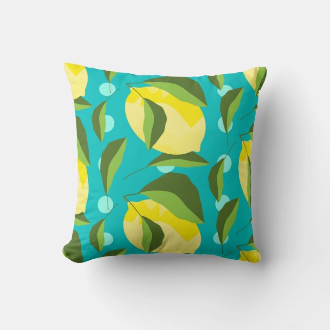 Yellow lemons with green leaves seamless pattern w cushion (Front)