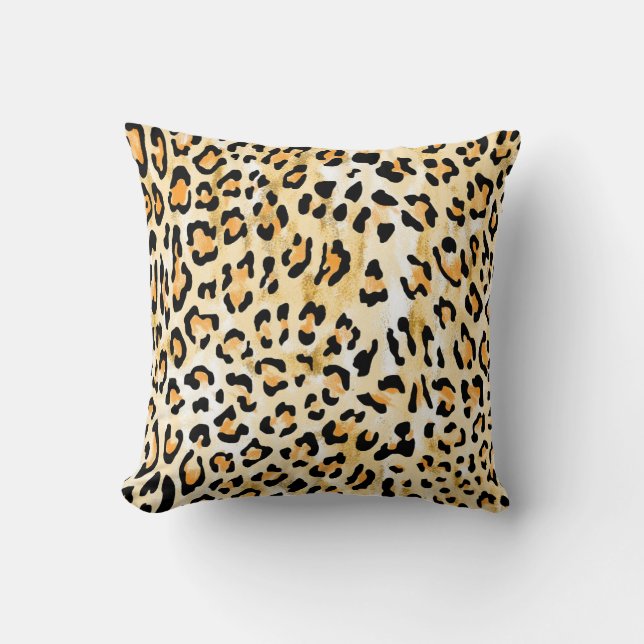 Yellow leopard, hand-drawn. cushion (Front)