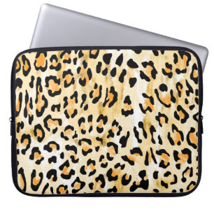 Yellow leopard, hand-drawn. laptop sleeve