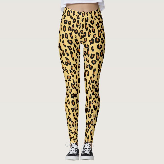 Yellow Leopard Print Leggings (Front)
