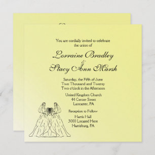 Yellow Lesbian Wedding Invitation