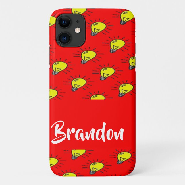 Yellow light bulbs on red Case-Mate iPhone case (Back)