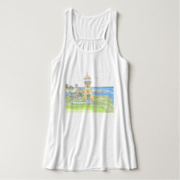 Yellow Lighthouse Tank Top; Ocean Blue