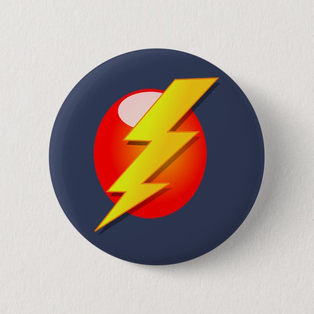 yellow lightning bolt 6 cm round badge (Front)