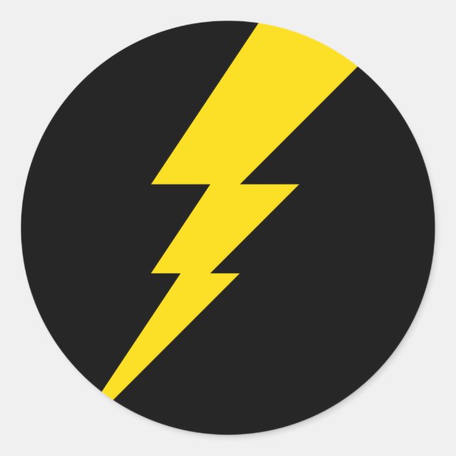 Yellow Lightning Bolt Classic Round Sticker (Front)