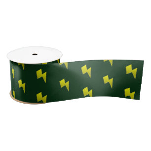 Yellow lightning bolts pattern satin ribbon