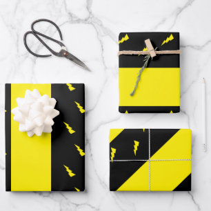 Yellow lightning bolts pattern wrapping paper sheet