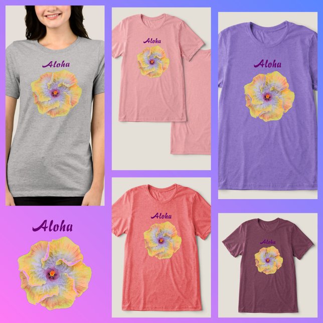 Yellow Lilac Hibiscus Flower Hawaiian Aloha Tri-Blend Shirt (Creator Uploaded)