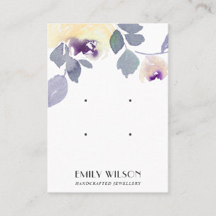 YELLOW LILAC PURPLE FLORAL 2 STUD EARRING DISPLAY BUSINESS CARD