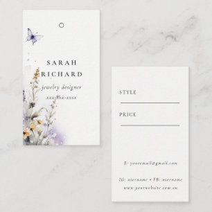 Yellow Lilac wildflower Butterfly Simple Price Tag
