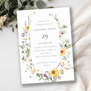 Yellow Lilac Wildflower Frame Baby Shower Invite