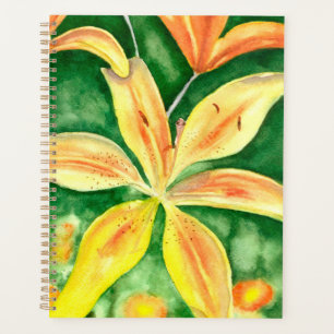 Yellow lilies in the garden planner