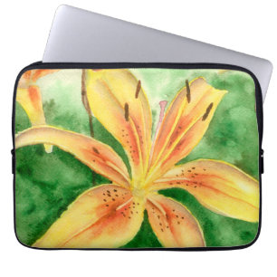 Yellow lilies in the garden poster   laptop sleeve