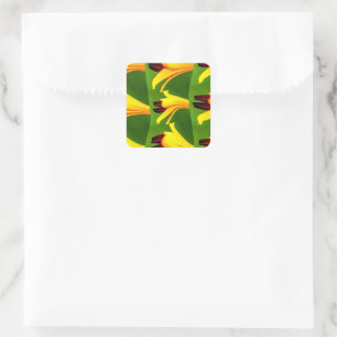 Yellow Lilies Pattern Square Sticker
