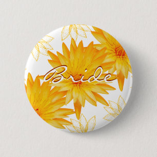 Yellow lillies - wedding name tags customisable 6 cm round badge