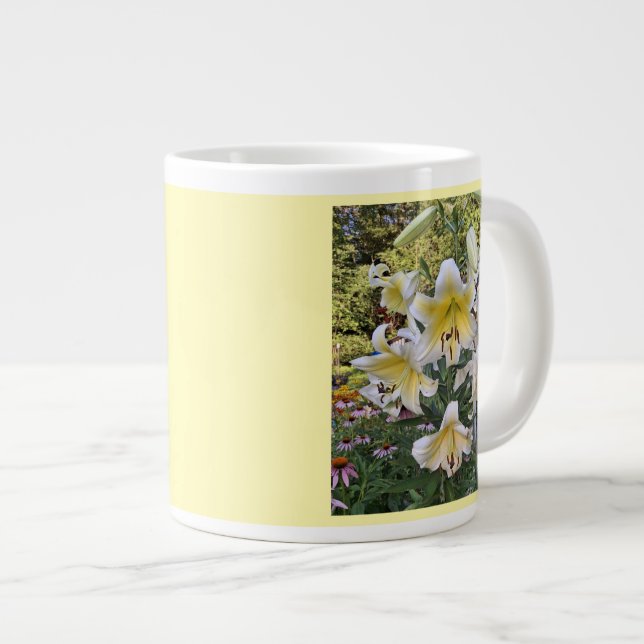 Yellow Lilly Glass Large Coffee Mug (Front Right)