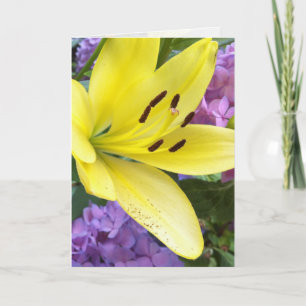 Yellow Lily and Lavender Hydrangea Greeting Card