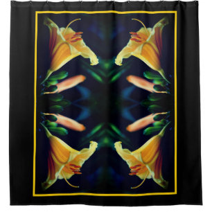 Yellow Lily Flower Abstract Art  Shower Curtain