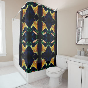 Yellow Lily Flower Abstract Pattern Shower Curtain