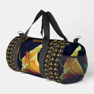 Yellow Lily Flower Abstract Personalised Duffle Bag