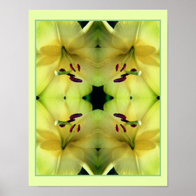 Yellow Lily Flower Up Close Abstract  Poster (Front)