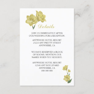 yellow lily flowers green leaves details enclosure card